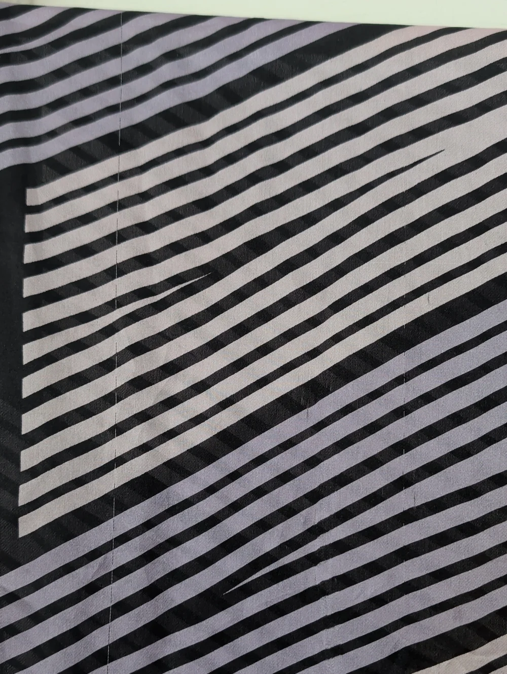 Vince Camuto Silk Scarf Black Brown Horizontal Striped Lightweight Rectangle VTG